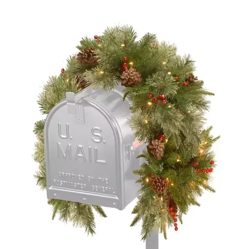 Pre-Lit Berries and Pine Cones Mailbox Swag
