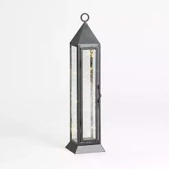 Pre-Lit Black Metal Twinkle Lights Lantern, 18 in.