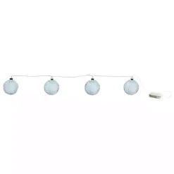 Pre-Lit Blue Crackle Glass Ornament Garland