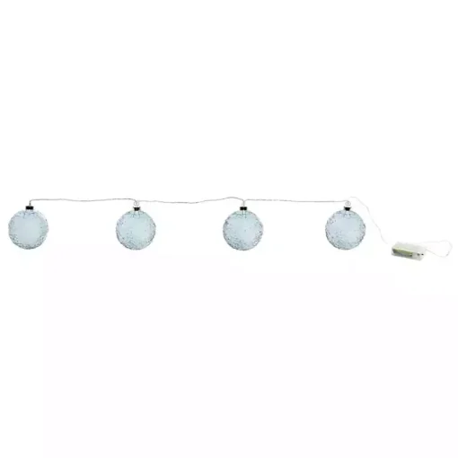 Pre-Lit Blue Crackle Glass Ornament Garland