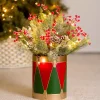 Pre-Lit Christmas Arrangement in Drum Vase, 21 in.