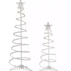 Pre-Lit Clear White Spiral Trees, Set of 2