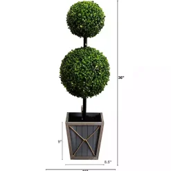 Pre-Lit Double Boxwood Topiary in Planter, 3 ft.