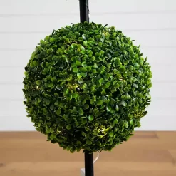 Pre-Lit Double Boxwood Topiary in Planter, 3 ft.