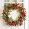 Pre-Lit Eucalyptus and Red Berry Wreath