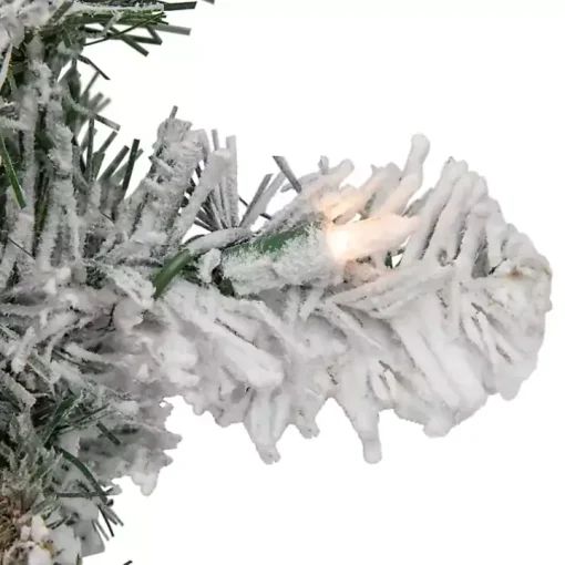 Pre-Lit Flocked Madison Pine Wreath