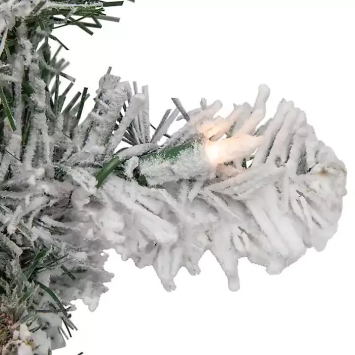 Pre-Lit Flocked Madison Pine Wreath