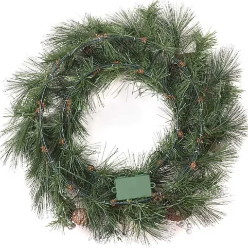 Pre-lit Frosted White Berry and Pinecone Wreath