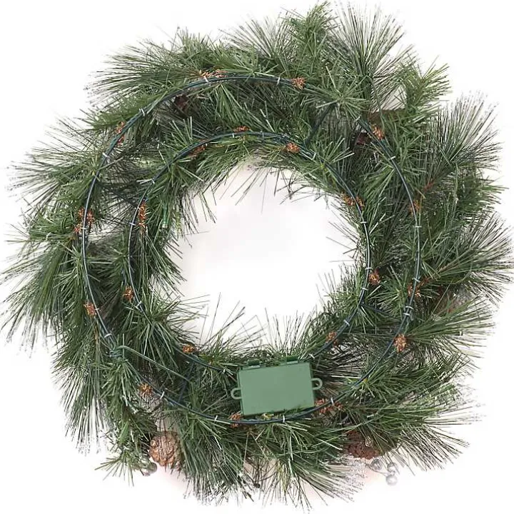 Pre-lit Frosted White Berry and Pinecone Wreath
