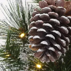 Pre-lit Frosted White Berry and Pinecone Wreath