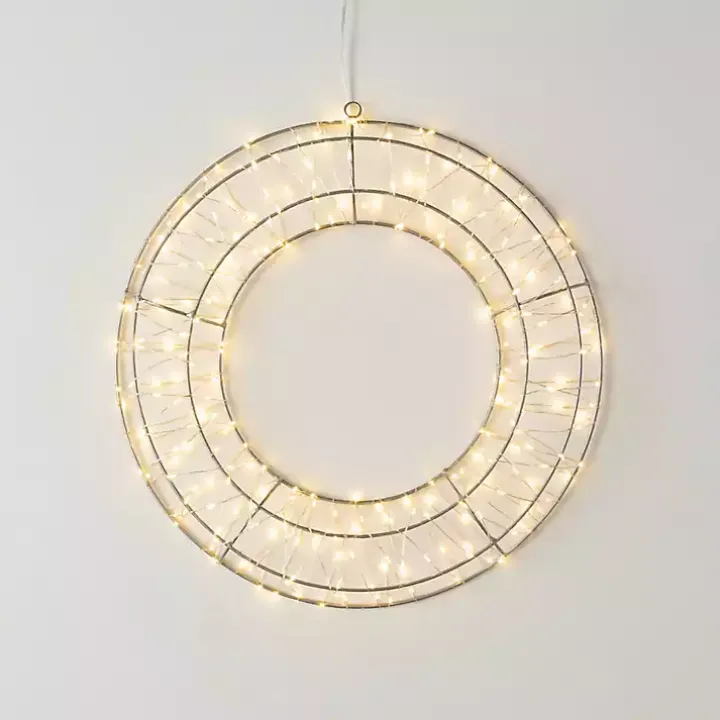 Pre-Lit Metallic Silver Christmas Wreath