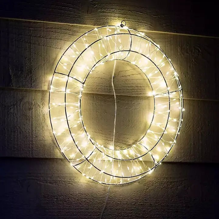 Pre-Lit Metallic Silver Christmas Wreath