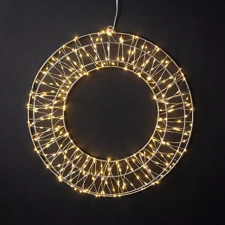 Pre-Lit Metallic Silver Christmas Wreath