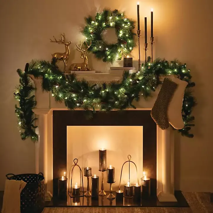 Pre-Lit Mixed Pine and Pinecone Christmas Wreath