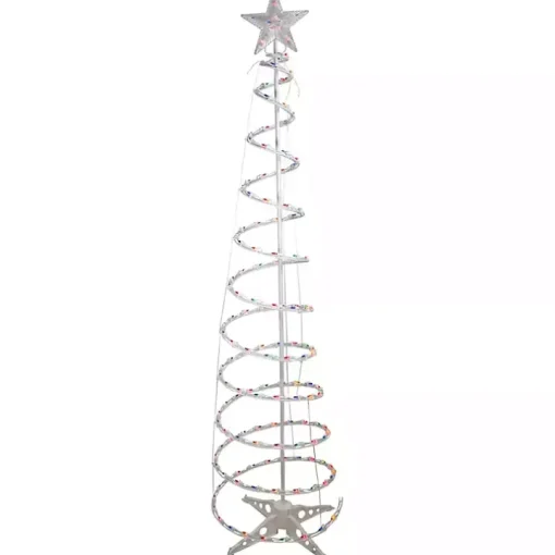 Pre-Lit Multicolor White Spiral Tree, 6 ft.
