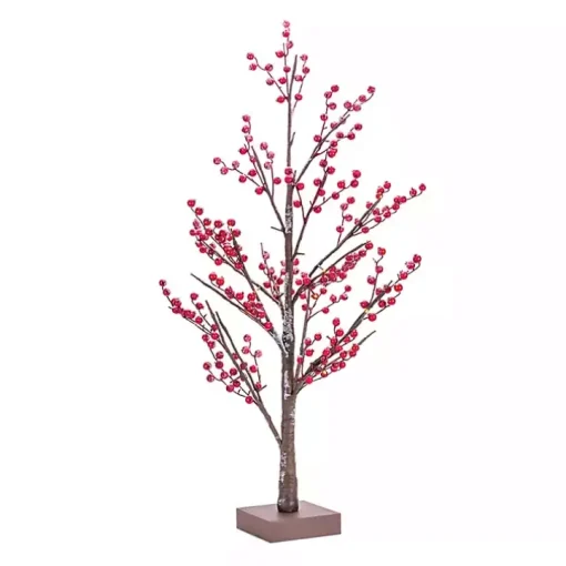 Pre-Lit Red Berry Winter Tree, 38 in.