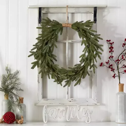 Pre-Lit Twine Bound Pine Branch Wreath