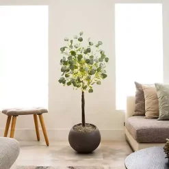 Pre-Lit Warm LED Eucalyptus Plant, 4 ft.