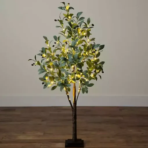 Pre-Lit Warm LED Olive Tree, 4 ft.