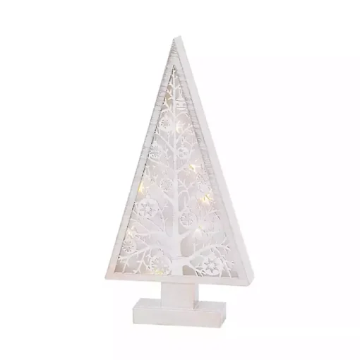 Pre-Lit White Wood A-Frame Tree