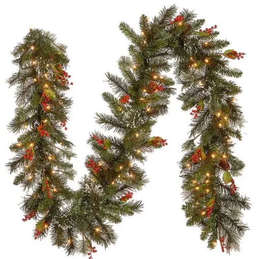 Pre-Lit Wintry Pine Christmas Garland, 9 ft.