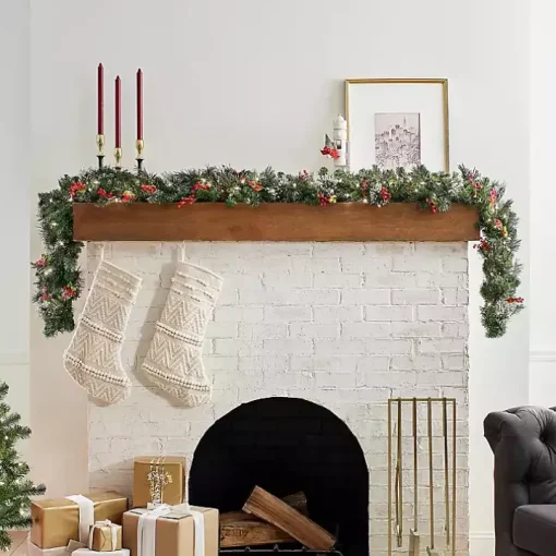 Pre-Lit Wintry Pine Christmas Garland, 9 ft.