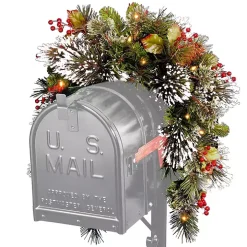Pre-Lit Wintry Pine Mailbox Swag