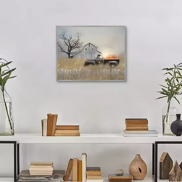 Pumpkin Harvest Framed Fall Canvas Art Print