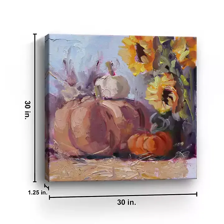 Pumpkin Patch Sunflowers Canvas Art Print