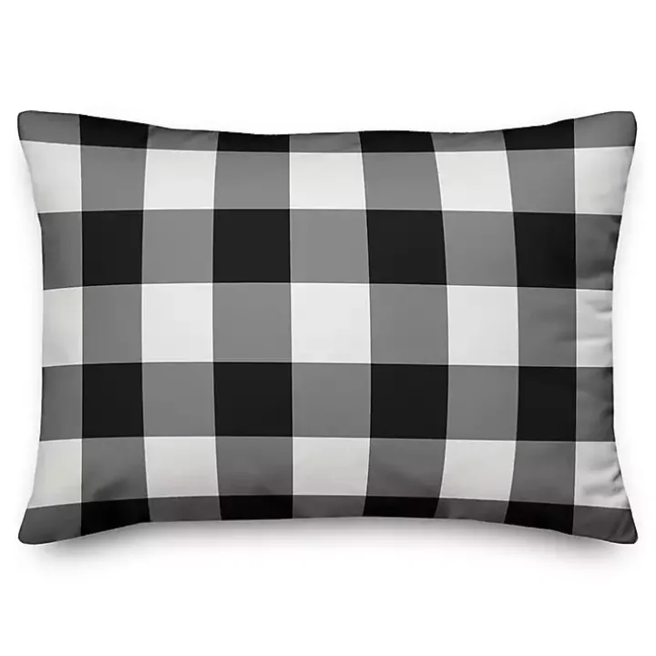 Pumpkin Patch with Black Buffalo Check Back Pillow