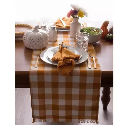 Pumpkin Spice Checkered Table Runner
