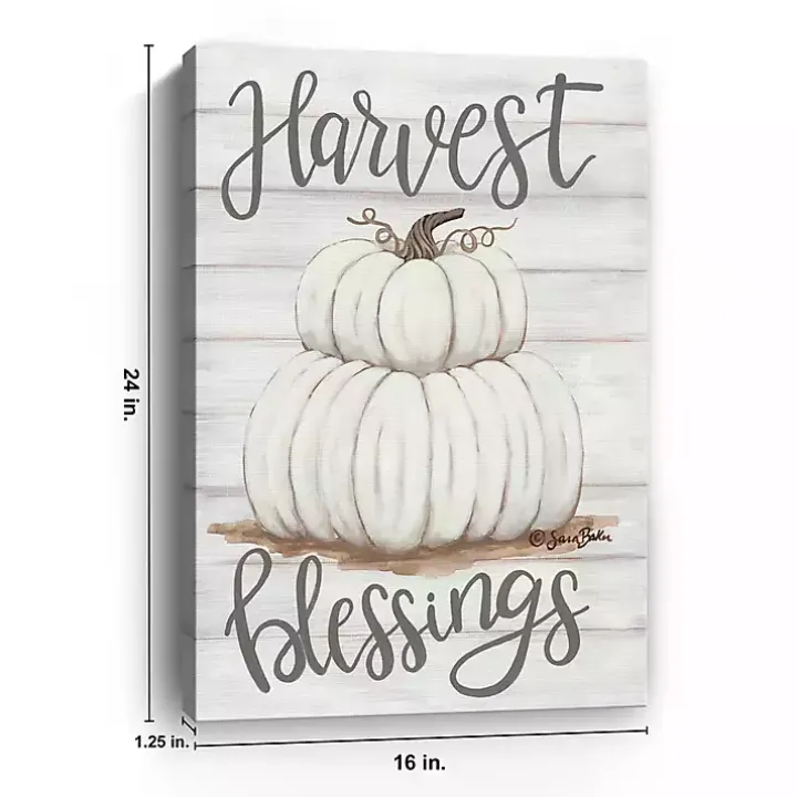 Pumpkin Stack Harvest Blessings Canvas Art Print