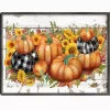 Pumpkins and Sunflowers Framed Canvas Art Print