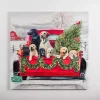 Puppies in Truck Christmas Canvas Wall Plaque