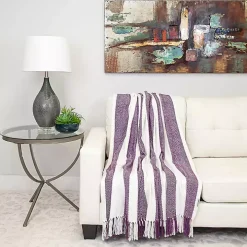 Purple Chalet Striped Fringe Throw