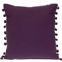 Purple Woven Pom Pom Pillow
