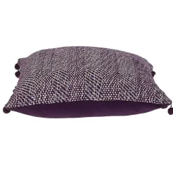 Purple Woven Pom Pom Pillow