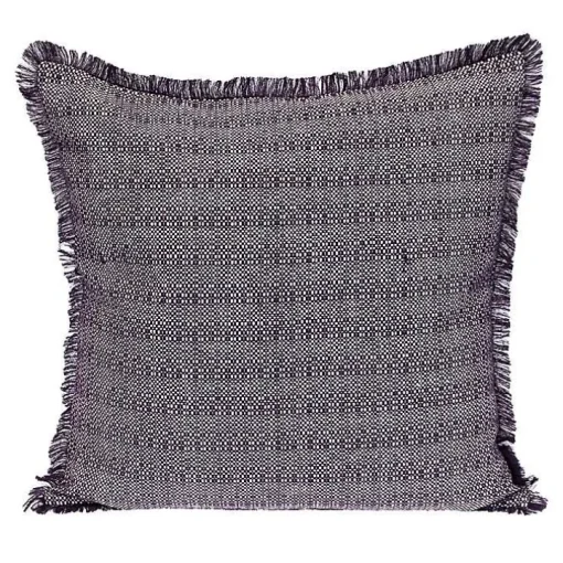 Purple Woven Stripes Fringe Pillow