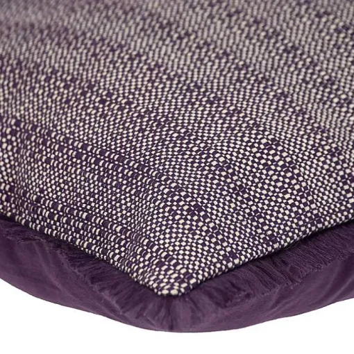 Purple Woven Stripes Fringe Pillow