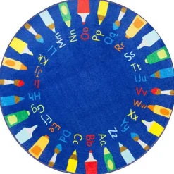 Rainbow Alphabet Round Rug, 5 ft.