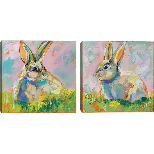 Rainbow Bunny 2-pc. Easter Canvas Wall Art Set