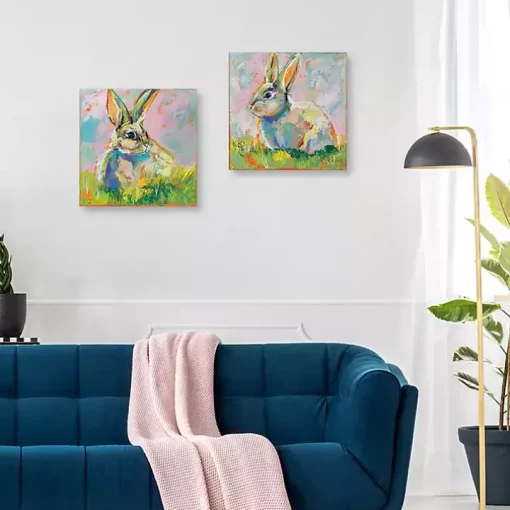 Rainbow Bunny 2-pc. Easter Canvas Wall Art Set