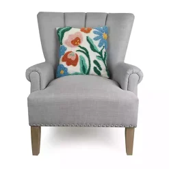 Rainbow Florals Hooked Wool Pillow