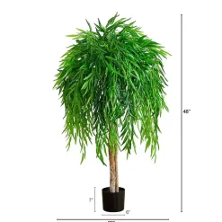 Real Touch Willow Tree in Black Planter, 4 ft.