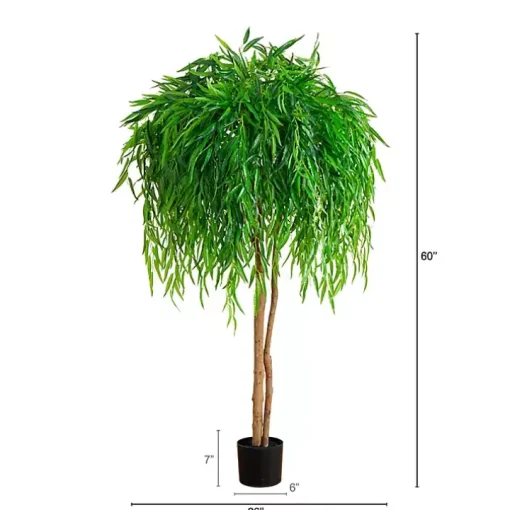 Real Touch Willow Tree in Black Planter, 5 ft.