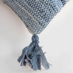 Recycled Denim Stitched Lumbar Pillow