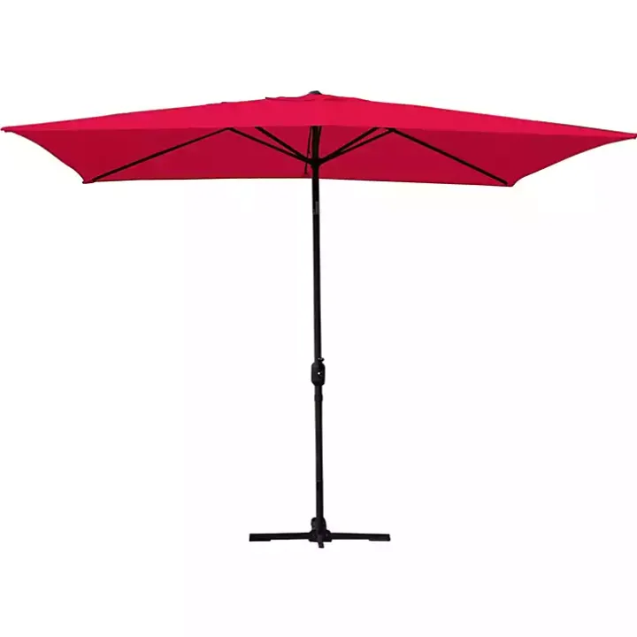 Red & Black 10 ft. Hand Crank Tilt Umbrella