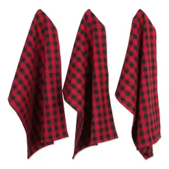 Red & Black Buffalo Check Kitchen Towels, Set of 6