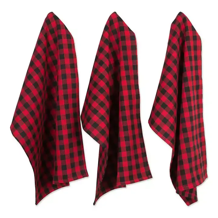 Red & Black Buffalo Check Kitchen Towels, Set of 6
