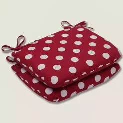 Red & White Polka Dot Outdoor Cushions, Set of 2